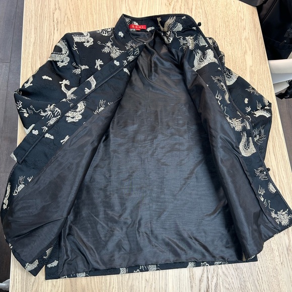 Blazer in the Chinese style embroidered with dragons size 8 Brand OCHI - Picture 3 of 8